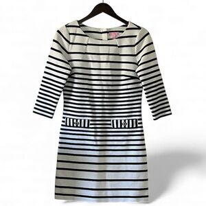 Lilly Pulitzer Charlene Dress True Navy & White Ottoman Stripe Shift Size Small